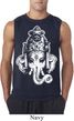 Mens Yoga Shirt BIG Ganesha Head Sleeveless Tee T-Shirt