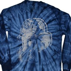 Mens Yoga Shirt BIG Ganesha Profile Long Sleeve Tie Dye Tee T-shirt
