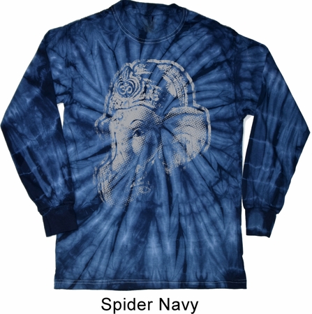 Mens Yoga Shirt BIG Ganesha Profile Long Sleeve Tie Dye Tee T-shirt