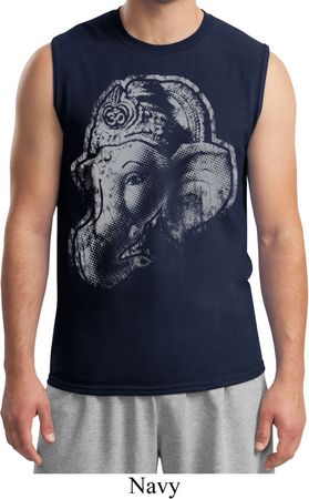 Mens Yoga Shirt BIG Ganesha Profile Muscle Tee T-Shirt