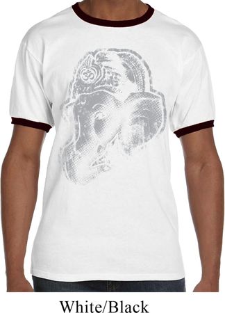 Mens Yoga Shirt BIG Ganesha Profile Ringer Tee T-Shirt