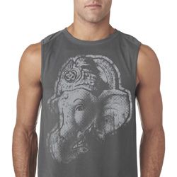 Mens Yoga Shirt BIG Ganesha Profile Sleeveless Tee T-Shirt