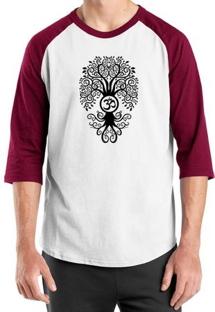 Mens Yoga Shirt Black Bodhi Tree Raglan Tee T-Shirt
