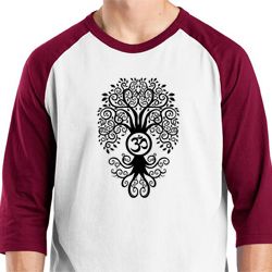 Mens Yoga Shirt Black Bodhi Tree Raglan Tee T-Shirt