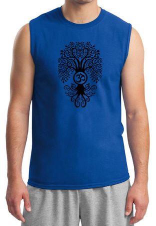 Mens Yoga Shirt Black Bodhi Tree Muscle Tee T-Shirt