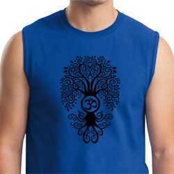Mens Yoga Shirt Black Bodhi Tree Muscle Tee T-Shirt