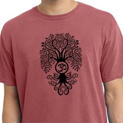 Mens Yoga Shirt Black Bodhi Tree Pigment Dyed Tee T-Shirt