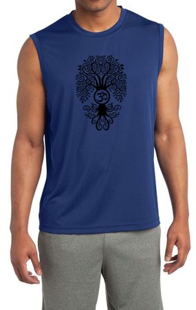 Mens Yoga Shirt Black Bodhi Tree Sleeveless Moisture Wicking Tee