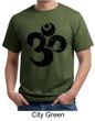 Mens Yoga Shirt Black Distressed OM Organic Tee T-Shirt