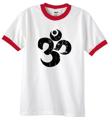 Mens Yoga Shirt Black Distressed OM Ringer Tee T-Shirt