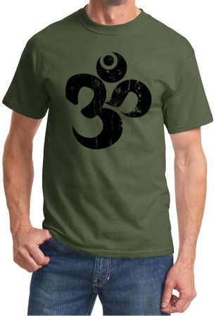 Mens Yoga Shirt Black Distressed OM Tee T-Shirt