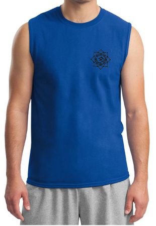 Mens Yoga Shirt Black Lotus OM Patch Pocket Print Muscle Tee T-Shirt
