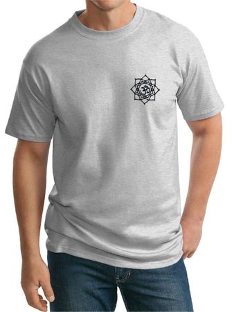 Mens Yoga Shirt Black Lotus OM Patch Pocket Print Tall Tee T-Shirt