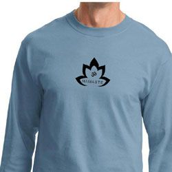 Mens Yoga Shirt Black Namaste Lotus Long Sleeve Tee T-Shirt Mens Yoga Shirt Black Namaste Lotus Long Sleeve Tee T-Shirt