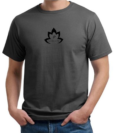 Mens Yoga Shirt Black Namaste Lotus Organic Tee T-Shirt