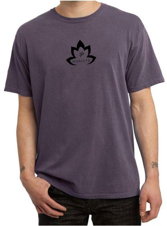 Mens Yoga Shirt Black Namaste Lotus Pigment Dyed Tee T-Shirt