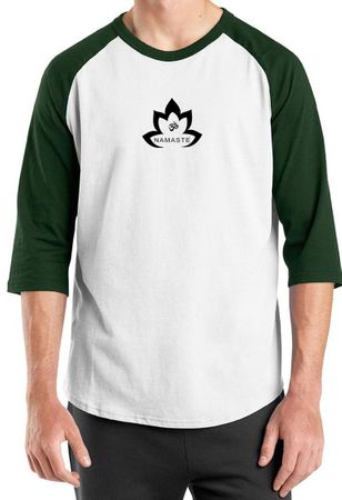 Mens Yoga Shirt Black Namaste Lotus Raglan Tee T-Shirt