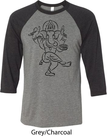 Mens Yoga Shirt Black Sketch Ganesha Raglan Shirt