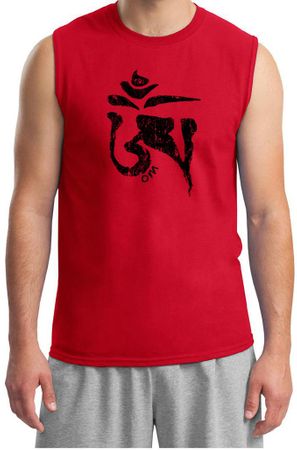 Mens Yoga Shirt Black Tibetan Om Muscle Shirt