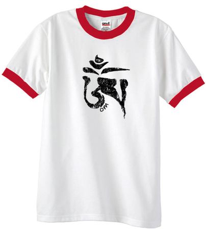 Mens Yoga Shirt Black Tibetan Om Ringer Tee Shirt