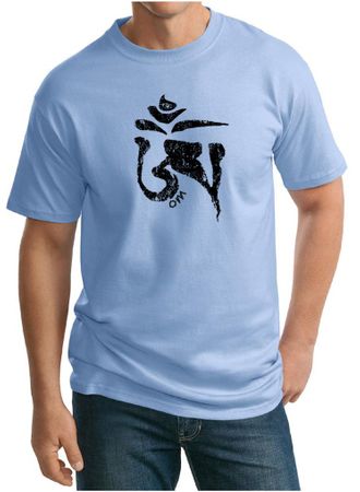 Mens Yoga Shirt Black Tibetan Om Tall Tee Shirt