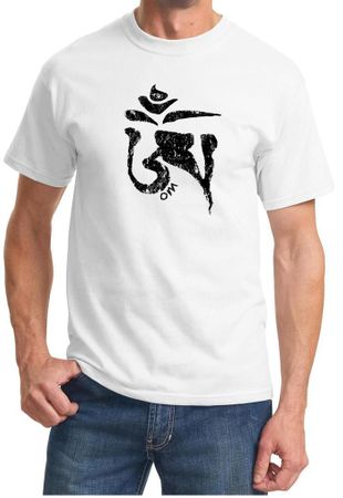 Mens Yoga Shirt Black Tibetan Om Tee T-shirt