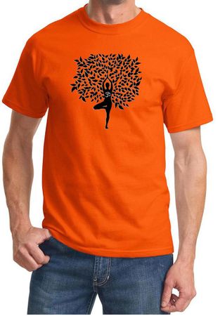 Mens Yoga Shirt Black Tree Pose Tee T-Shirt