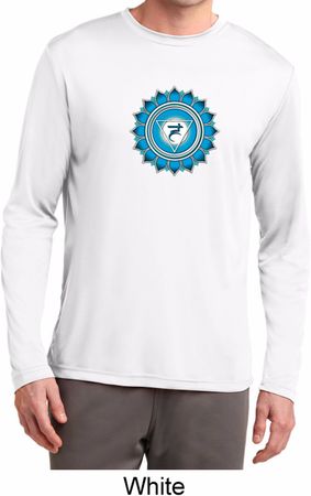 Mens Yoga Shirt Blue Vishuddha Dry Wicking Long Sleeve