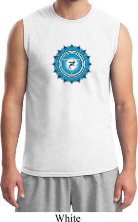 Mens Yoga Shirt Blue Vishuddha Muscle Tee T-Shirt