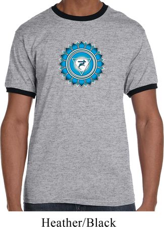 Mens Yoga Shirt Blue Vishuddha Ringer Tee T-Shirt