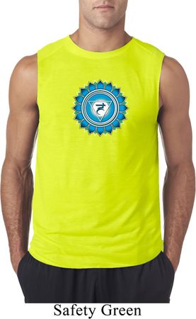 Mens Yoga Shirt Blue Vishuddha Sleeveless Tee T-Shirt