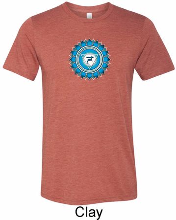Mens Yoga Shirt Blue Vishuddha Tri Blend Crewneck Shirt