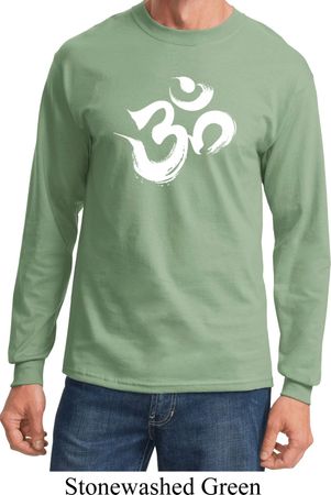 Mens Yoga Shirt Brushstroke Aum Long Sleeve Tee T-Shirt