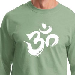 Mens Yoga Shirt Brushstroke Aum Long Sleeve Tee T-Shirt