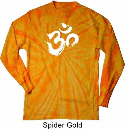 Mens Yoga Shirt Brushstroke Aum Long Sleeve Tie Dye Tee T-shirt