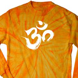 Mens Yoga Shirt Brushstroke Aum Long Sleeve Tie Dye Tee T-shirt