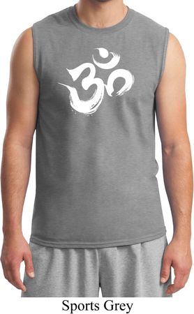 Mens Yoga Shirt Brushstroke Aum Muscle Tee T-Shirt