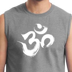 Mens Yoga Shirt Brushstroke Aum Muscle Tee T-Shirt