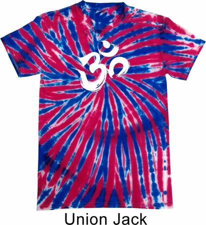 Mens Yoga Shirt Brushstroke Aum Patriotic Tie Dye Tee T-shirt