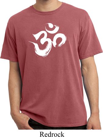 Mens Yoga Shirt Brushstroke Aum Pigment Dyed Tee T-Shirt