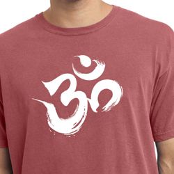 Mens Yoga Shirt Brushstroke Aum Pigment Dyed Tee T-Shirt