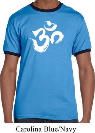 Mens Yoga Shirt Brushstroke Aum Ringer Tee T-Shirt