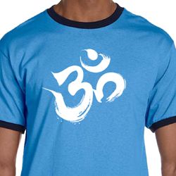 Mens Yoga Shirt Brushstroke Aum Ringer Tee T-Shirt