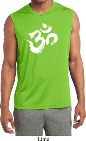 Mens Yoga Shirt Brushstroke Aum Sleeveless Moisture Wicking Tee