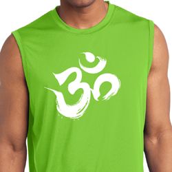 Mens Yoga Shirt Brushstroke Aum Sleeveless Moisture Wicking Tee
