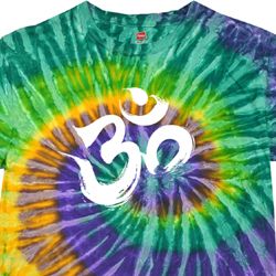 Mens Yoga Shirt Brushstroke Aum Tie Dye Tee T-shirt