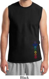 Mens Yoga Shirt Colored Chakras Bottom Print Muscle Tee T-Shirt