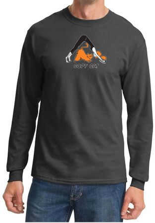 Mens Yoga Shirt Copy Cat Long Sleeve Tee T-Shirt