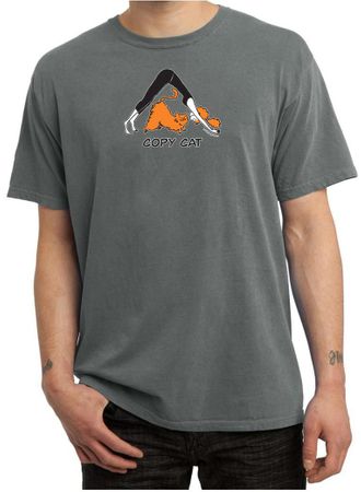 Mens Yoga Shirt Copy Cat Pigment Dyed Tee T-Shirt