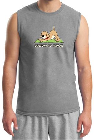 Mens Yoga Shirt Downward Human Muscle Tee T-Shirt
